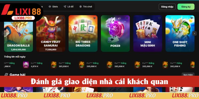 Đánh giá giao diện nhà cái khách quan